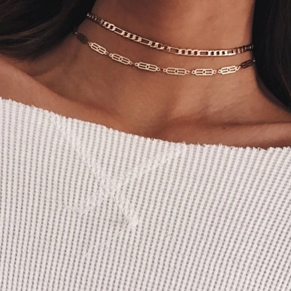 “ZURI”🥀 Double layer chain choker necklace boho - Picture 2 of 4